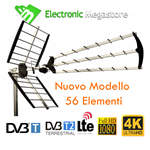 ANTENNA DIGITALE TERRESTRE UHF DTT DVBT 56 ELEMENTI ALTO GUADAGNO TV FULL HD LTE