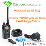 MIDLAND G9 PLUS NERA RICETRASMITTENTE PMR/LPD ALAN NERA WATERPROOF BIBANDA 5W