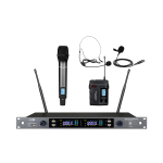 TXZZ424 RADIOMICROFONO DUAL GELATO + ARCHETTO E CRAVATTA CON BATTERIA LITIO RIC. UHF 48CH 606-630MHZ