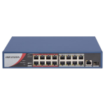 SWITCH POE 16 PORTE 10/100 DS-3E0318P-E/M(B) 130W + 2UPLINK 1GIGABIT+1SFP SMARTMANA HIKVISION 