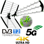 ANTENNA TV DIGITALE TERRESTRE 45 ELEMENTI UHF DVB-T HD GUADAGNO 30 dB LTE 21-60