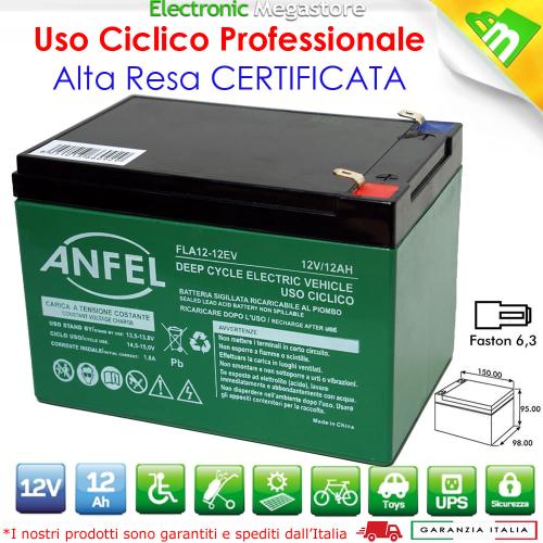 KIT BATTERIE 36V 12Ah GEL/AGM CICLICHE DEEP-CYCLE BICI ELETTRICA - 3 x 12V 6-DZM-12