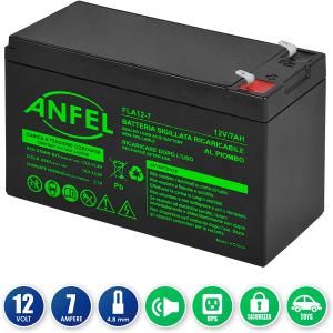 BATTERIA AL PIOMBO RICARICABILE 12V 7AH + 12V 2,3Ah Per allarmi antifurti sicurezza videosorveglianza