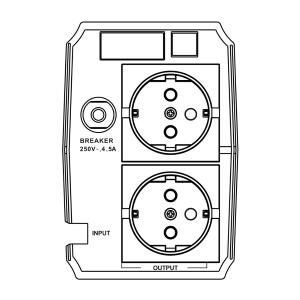 MK-800UPS Gruppo di Continuità UPS 800VA Line Interactive | Protezione da Blackout e Sbalzi di Tensione, Prese Schuko, Ideale per PC, Router, DVR, Videosorveglianza UPS 800VA 480W