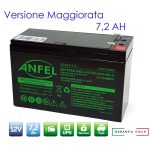 Batteria Ermetica Ricaricabile al Piombo 12V Volt 7,2Ah 7,2A per UPS,ALLARMI