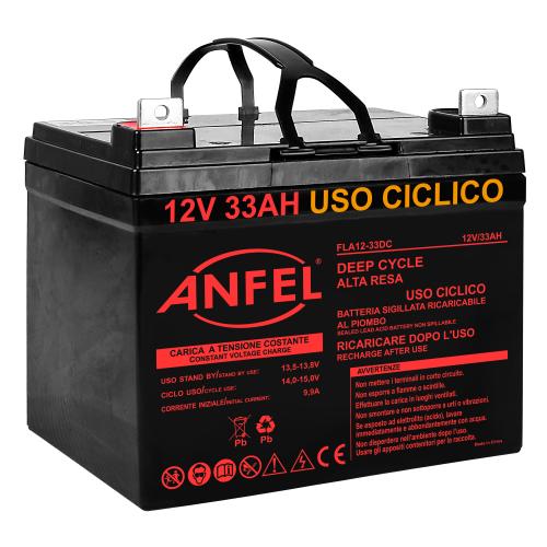 Batteria al Piombo 12V 33Ah DC VRLA Ciclica (Deep Cycle) Ermetica Ricaricabile Terminale vite M6 ALTA RESA PROFESSIONALE