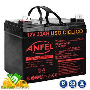 Batteria al Piombo 12V 33Ah DC VRLA Ciclica (Deep Cycle) Ermetica Ricaricabile Terminale vite M6 ALTA RESA PROFESSIONALE