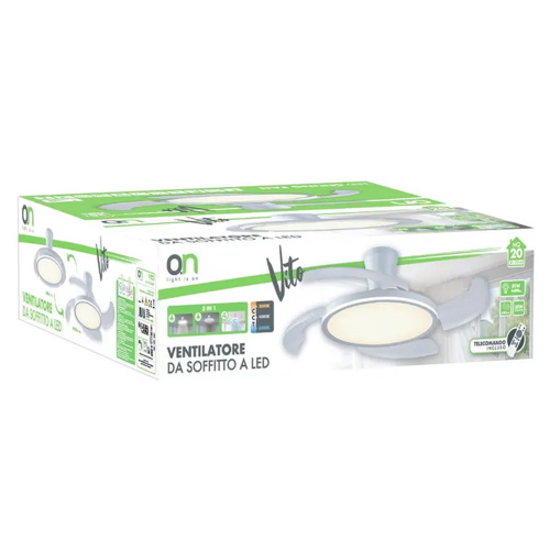 Ventilatore Soffitto con luce LED 4400 LUMEN 120 cm Pale Retrattili a Scomparsa 3CCT luce selezionabile Calda, Naturale e Fredda DC 35W VITO AP524880