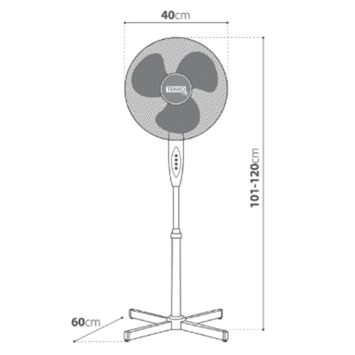 Ventilatore da Pavimento a Piantana Silenziono 40 cm 40Watt Ventilatore a Piantana Tenko AP521001 40W Ø40cm 3 Velocità Oscillante H120cm
