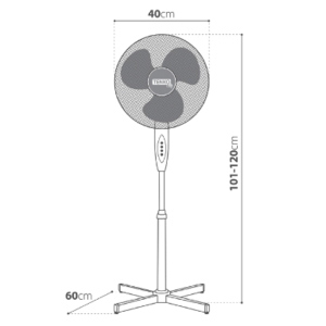 Ventilatore da Pavimento a Piantana Silenziono 40 cm 40Watt Ventilatore a Piantana Tenko AP521001 40W Ø40cm 3 Velocità Oscillante H120cm