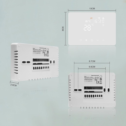 Cronotermostato Smart WiFi per Caldaia o Raffreddamento NERO App Tuya/Smart Life e Vocal Assistant Compatibile Alexa/Google,con pannello soft-touch da Parete o Scatola 503 Termostato Digitale WiFi