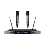 RADIOMICROFONO DUAL GELATO CON BATTERIA LITIO RIC. UHF 48CH 606-630MHZ ZZIPP Set Doppio Radiomicrofono UHF con 2 Palmari 606 - 630 mhz