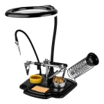 ZD-10Y USB Supporto reggischeda Terza mano con Lente Ingrandimento e LED per Saldatura Dissaldatura con 3 Bracci Snodati regolabili Spugne Pasta Saldante e Porta SALDATORE e Rocchetto