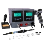 Stazione 2 in 1 SALDANTE E DISSALDANTE ZD-987 saldatura con STILO e dissaldatura con Pistola succhia aspira stagno a POMPA