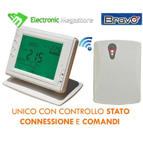 CRONOTERMOSTATO DIGITALE WIRELESS DA PARETE BRAVO 93003101