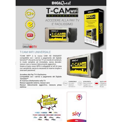 SMARTCAM SKY DIGITALE TERRESTRE CAM WIFI HD ORIGINALE PREMIUM CI+ UNIVERSALE