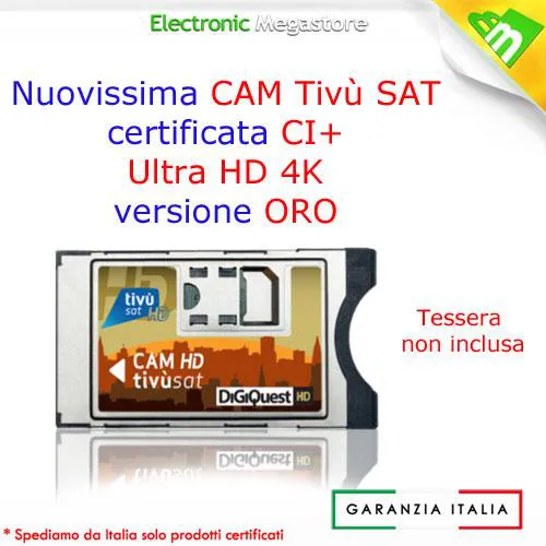 CAM TIVUSAT HD 4K CAM TIVU'SAT HD MODULO DECODER E TV TIVU SAT HD CERTIFICATA CI+ UHD ORO 4K