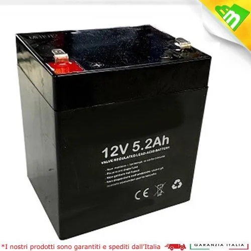 BATTERIA AL PIOMBO 12V 5,2 AH 90 x 70 x 101x 107mm PER GRUPPI UPS PIOMBO ERMETICA RICARICABILE