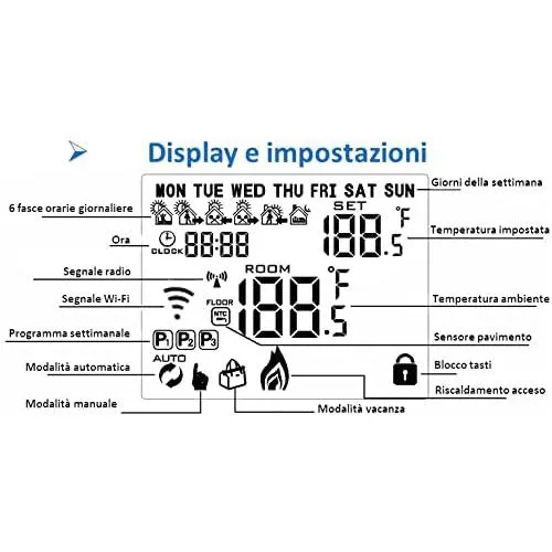 CRONOTERMOSTATO WIFI SMARTPHONE APP ALEXA GOOGLE TERMOSTATO CALDAIA DA PARETE O BOX 503