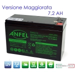 Batteria Ermetica Ricaricabile al Piombo 12V Volt 7,2Ah 7,2A per UPS,ALLARMI