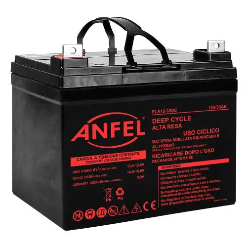 Batteria al Piombo 12V 33Ah DC VRLA Ciclica (Deep Cycle) Ermetica Ricaricabile Terminale vite M6 ALTA RESA PROFESSIONALE