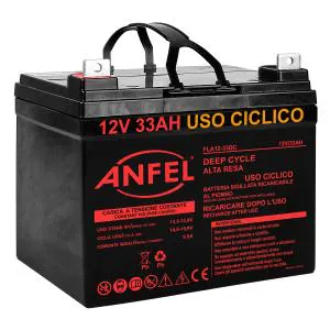 Batteria al Piombo 12V 33Ah DC VRLA Ciclica (Deep Cycle) Ermetica Ricaricabile Terminale vite M6 ALTA RESA PROFESSIONALE