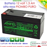 Batteria Ermetica Ricaricabile al Piombo 12V Volt 1,3Ah 1,2Ah connettore Faston