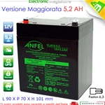 BATTERIA AL PIOMBO 12V 5,2 AH 90 x 70 x 101x 107mm PER GRUPPI UPS PIOMBO ERMETICA