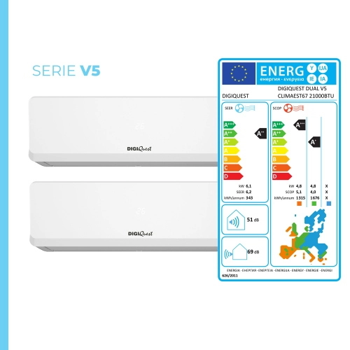 Climatizzatore Condizionatore DUAL SPLIT 12000 + 12000 BTU INVERTER R32 WIFI INCLUSO PER GESTIONE CON APP FUNZIONE I-FEEL A+++