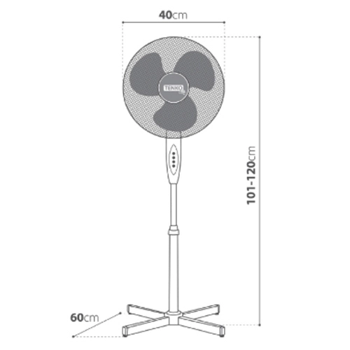 Ventilatore da Pavimento a Piantana Silenziono 40 cm 40Watt Ventilatore a Piantana Tenko AP521001 40W Ø40cm 3 Velocità Oscillante H120cm
