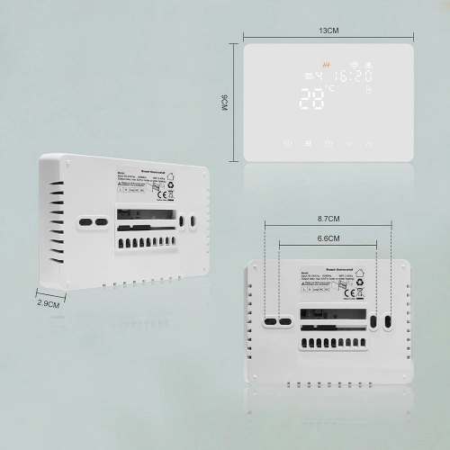 Cronotermostato Smart WiFi per Caldaia o Raffreddamento NERO App Tuya/Smart Life e Vocal Assistant Compatibile Alexa/Google,con pannello soft-touch da Parete o Scatola 503 Termostato Digitale WiFi